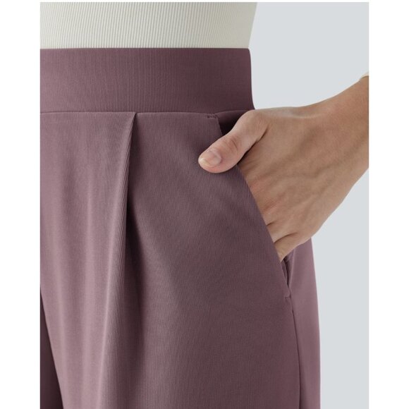 Halara Flex High Waisted Body Sculpt Waist Slimming Wide Leg Waffle Sz Small Pur - Picture 11 of 14